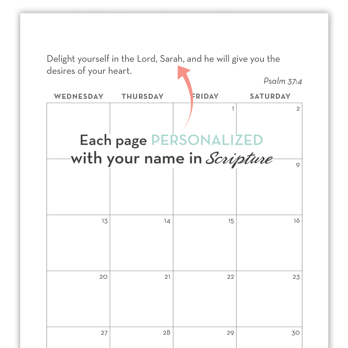 paper sunday, abigail, planner, monthly calendar, inside pages planner, personalized planner