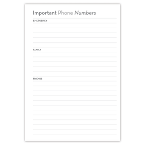paper sunday important numbers, inside pages planner, christian planner