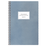 personalized blue diamondback planner with wire coil binding and custom name on geometric design