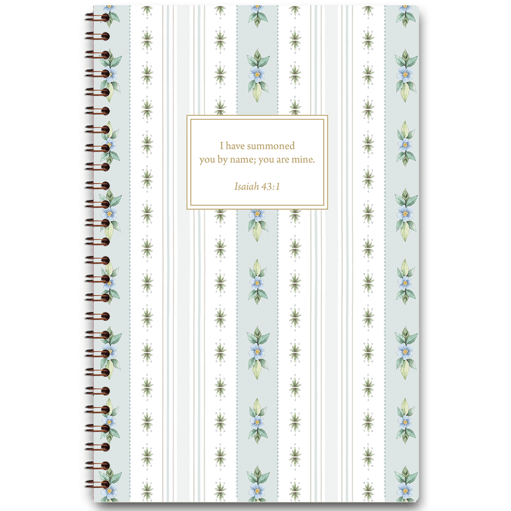 blue floral stripe - Womens journal - coil