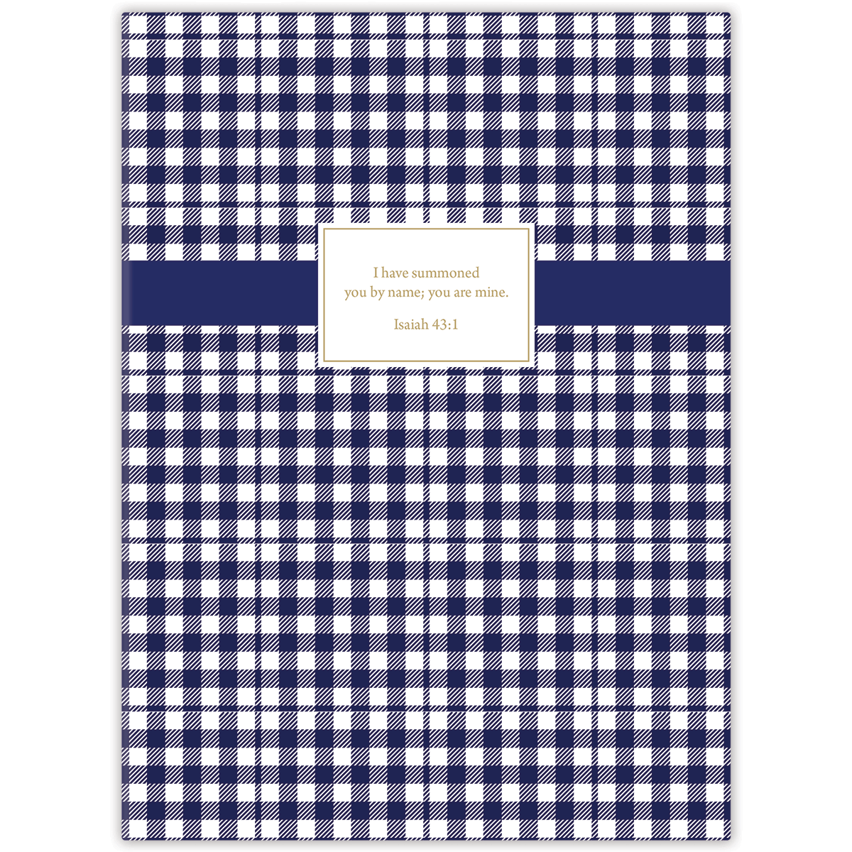personalized blue plaid planner with durable hardcover and custom name on blue plaid pattern