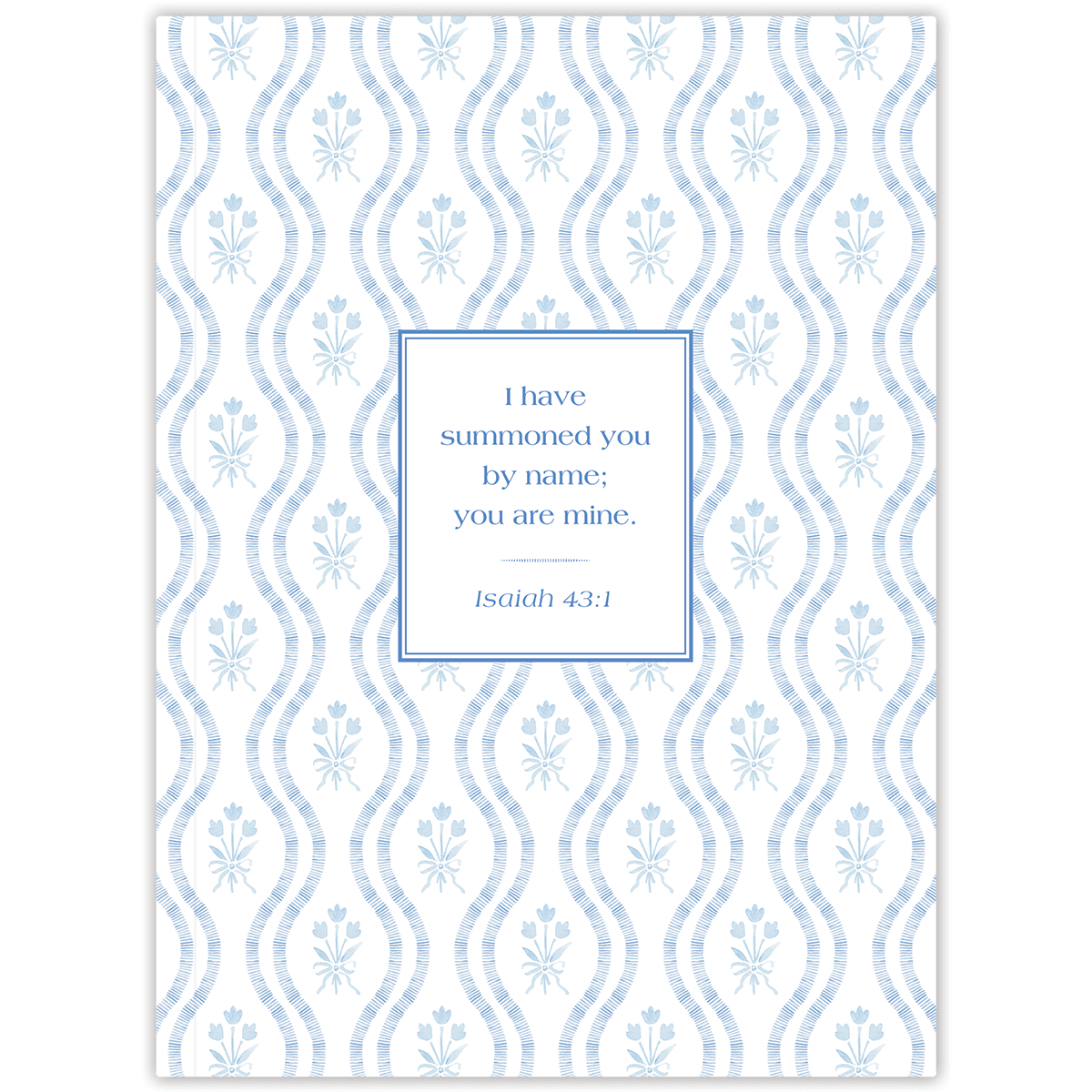 Hardcover Blue Tulips personalized scripture journal by Lydia Carraway, fresh floral Christian journal with carefully selected Bible verses for reflection and everyday spiritual growth