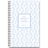 Blue Tulips personalized scripture journal with wire coil binding featuring artist-designed tulip cover by Lydia Carraway for Paper Sunday, each journal includes a unique curated set of Bible verses for daily reflection