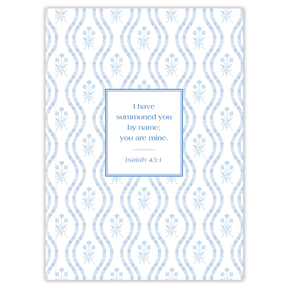 Softcover Blue Tulips Bible journal with blue floral artwork by Lydia Carraway, personalized scripture journal featuring a one-of-a-kind selection of curated scriptures for quiet time and journaling