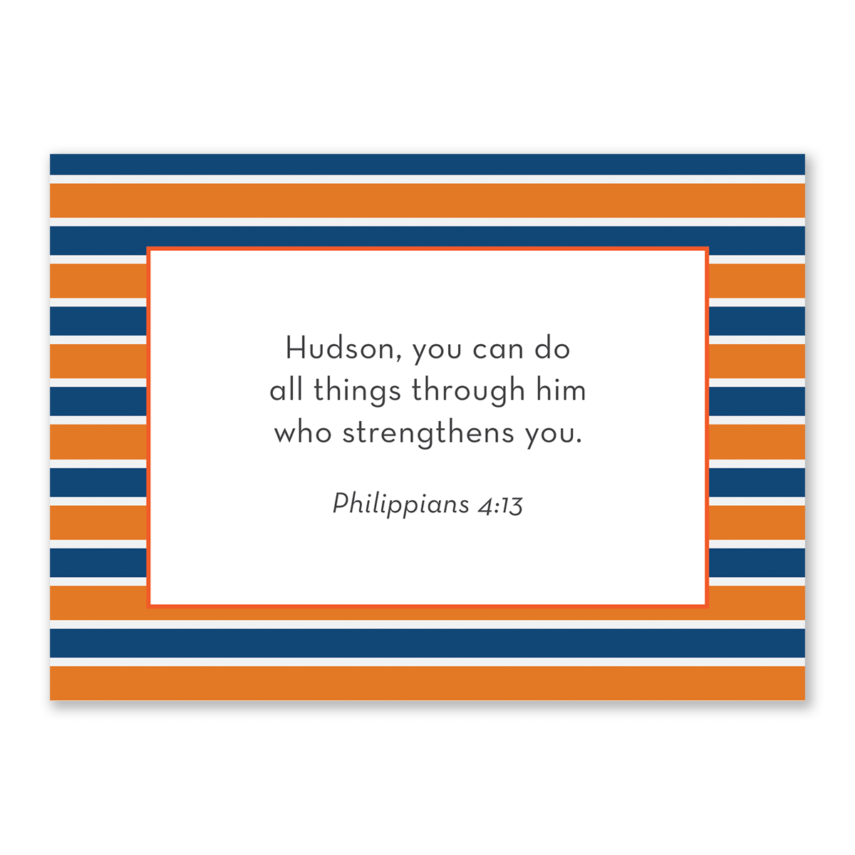 Personalized scripture cards for boys orange design custom Bible verse cards for kids Christian encouragement gift for daily inspiration