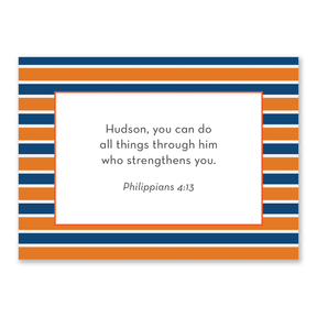 Personalized scripture cards for boys orange design custom Bible verse cards for kids Christian encouragement gift for daily inspiration