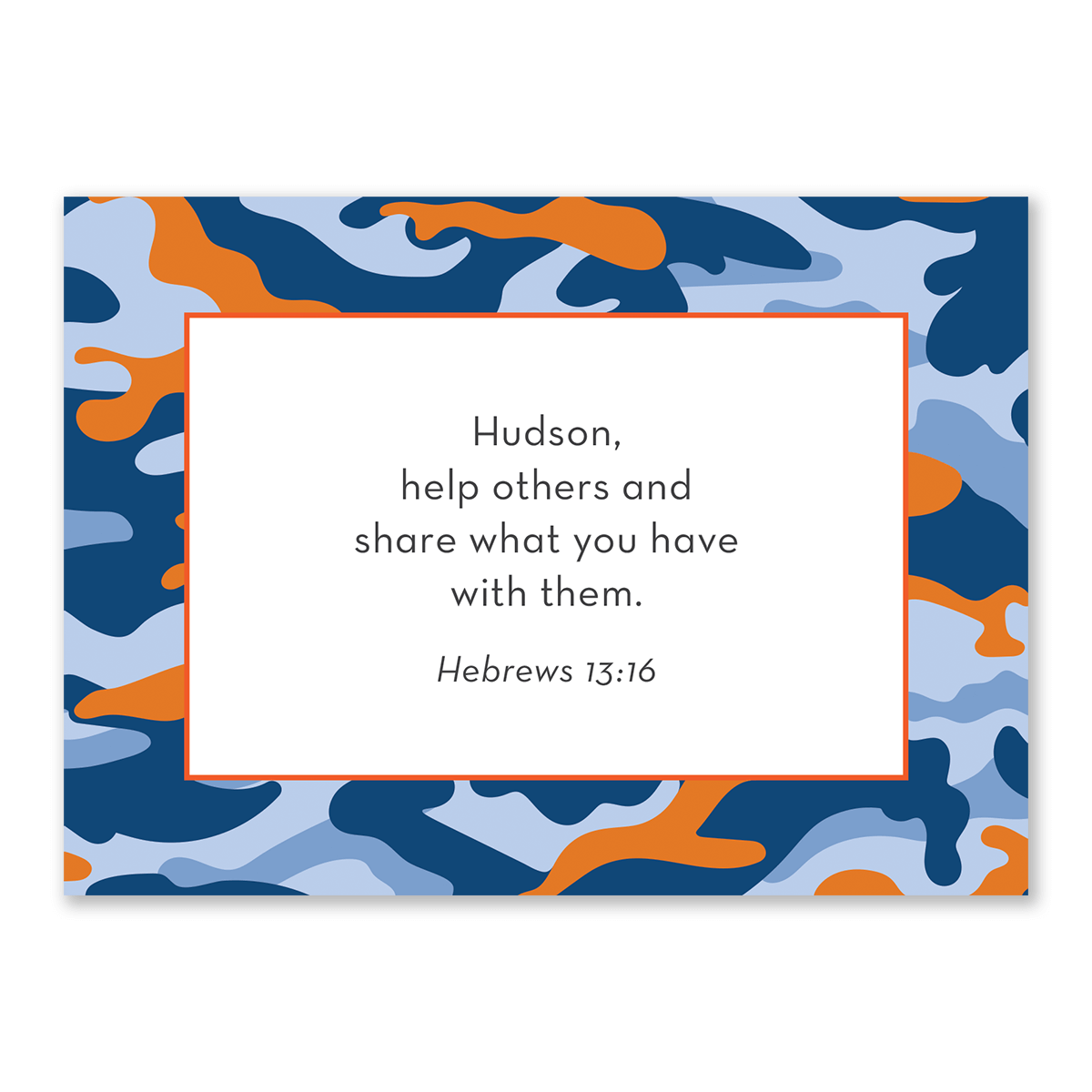 personalized Bible verse cards for boys orange design for kids to use during daily prayer encouragement and quiet time
