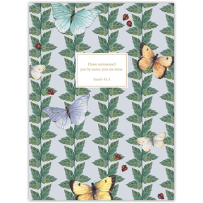 Hardcover Butterfly personalized scripture journal by Lydia Carraway, uplifting Christian journal with butterfly design and carefully selected Bible verses for reflection and spiritual growth