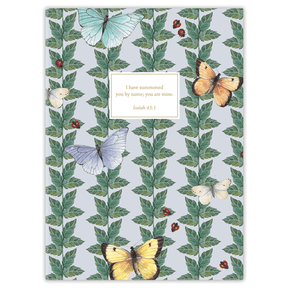Softcover Butterfly Bible journal with delicate artwork by Lydia Carraway, personalized scripture journal featuring a one-of-a-kind selection of curated scriptures for quiet time and journaling