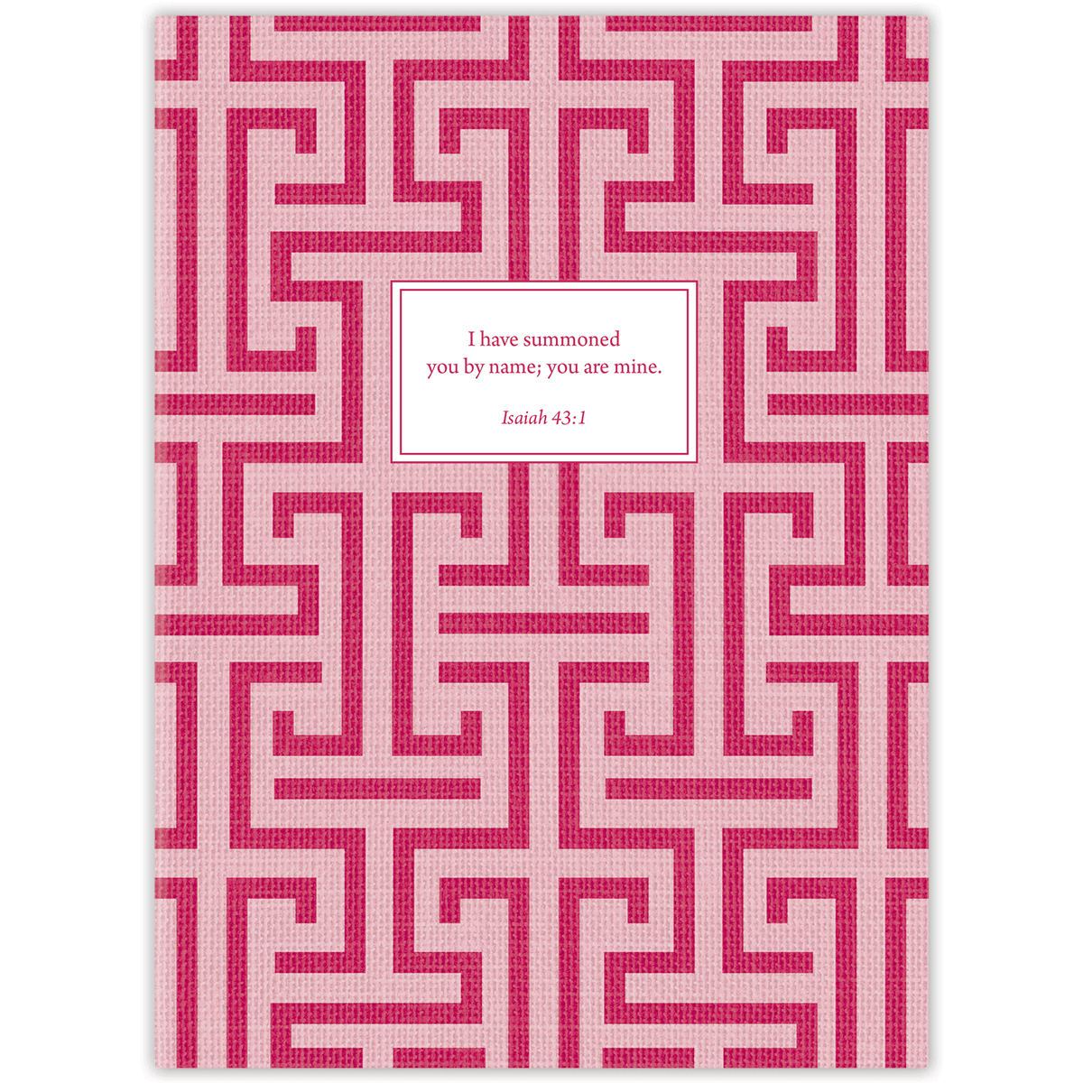 Softcover Linen Maze Bible journal with modern patterned linen design, personalized scripture journal featuring a one-of-a-kind selection of curated scriptures for quiet time and journaling