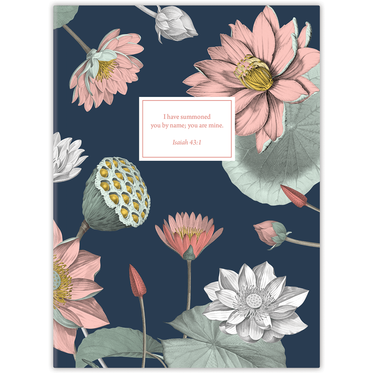 personalized water lily planner with durable hardcover and custom name on floral design