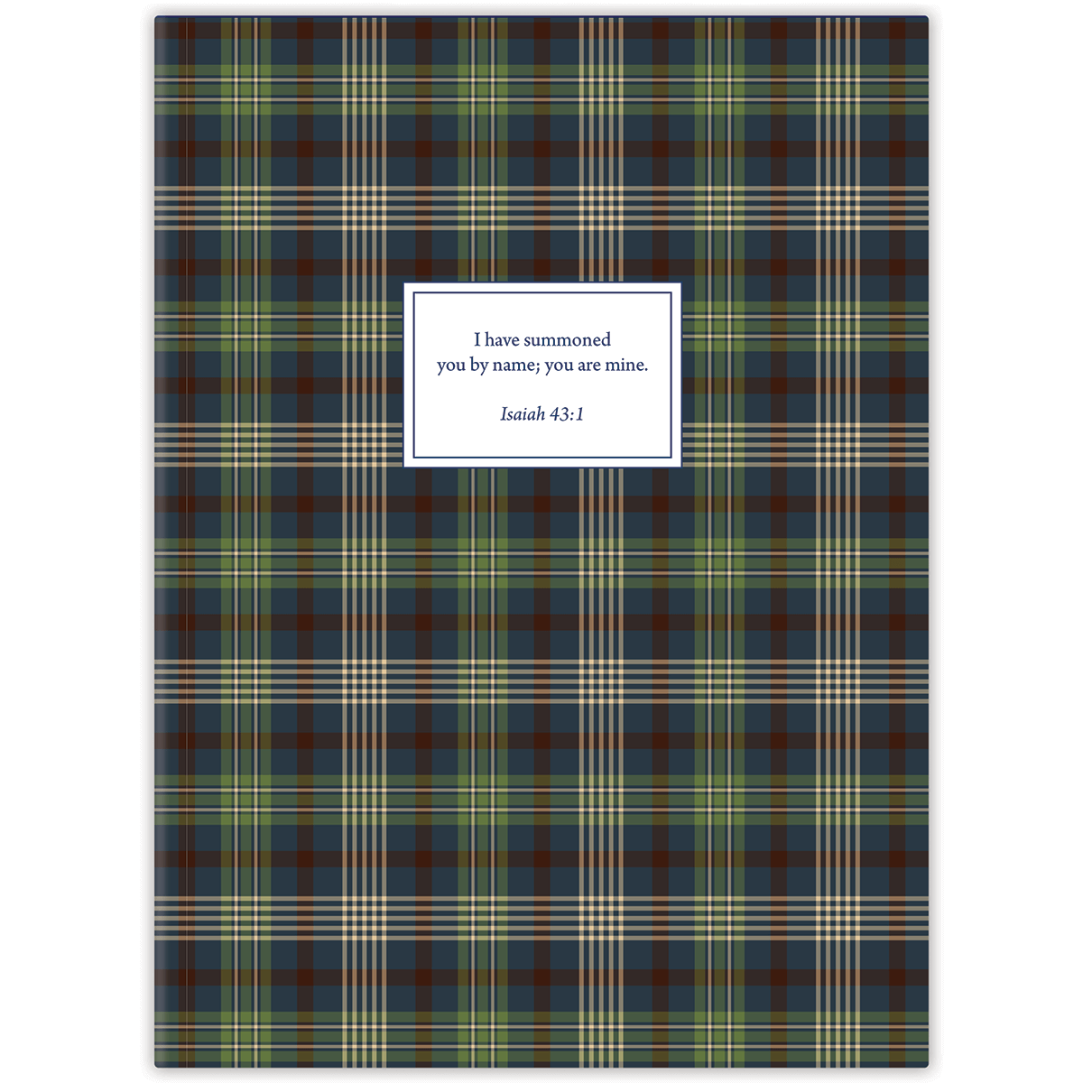 personalized plaid planner for men with durable hardcover and custom name on classic plaid pattern