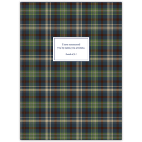 personalized plaid planner for men with durable hardcover and custom name on classic plaid pattern