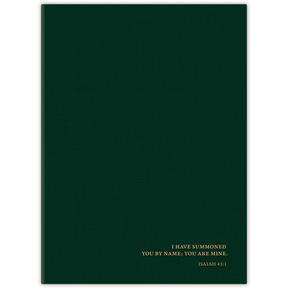Hardcover Hunter Linen personalized scripture journal for men, durable and timeless Christian journal with carefully selected Bible verses for daily discipline and spiritual growth