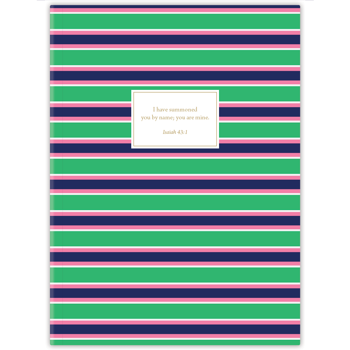 personalized green stripes planner with durable hardcover and custom name on classic stripe design