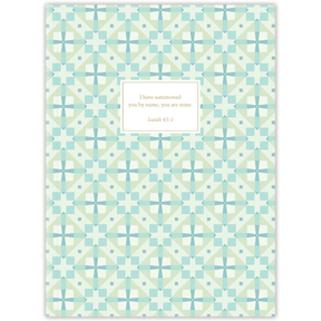 personalized green cross planner with durable hardcover and custom name on classic cross design