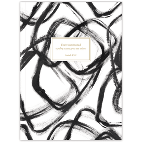 Hardcover Black Jack personalized scripture journal by Jenn Thatcher, sleek and modern Christian journal with black design and carefully selected Bible verses for meaningful daily use