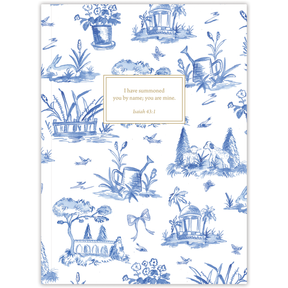 Hardcover Bloomsbury Gardens personalized scripture journal by Jennifer Ashley, elegant botanical Christian journal with layered garden design and carefully selected Bible verses for meaningful daily use