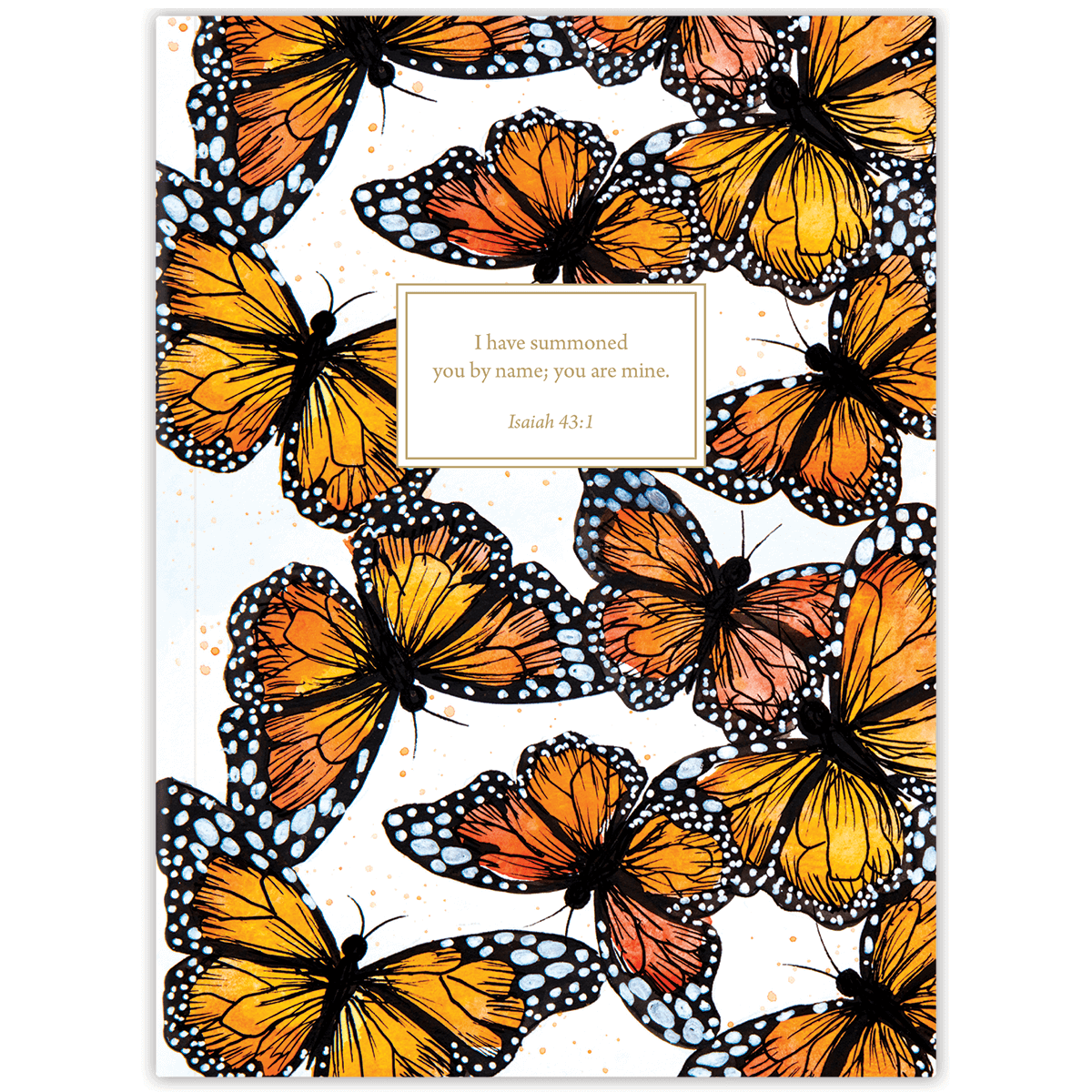 Hardcover Sharon’s Monarch personalized scripture journal by Theresa Mangum, nature-inspired Christian journal with butterfly design and carefully selected Bible verses for reflection and everyday spiritual growth