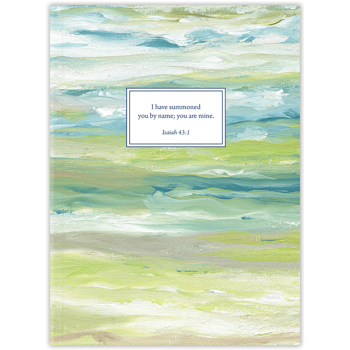 Hardcover personalized scripture journal with Still Waters cover by Heather Hostetter, a durable Christian gift journal with uniquely curated Bible verses for spiritual growth and peace