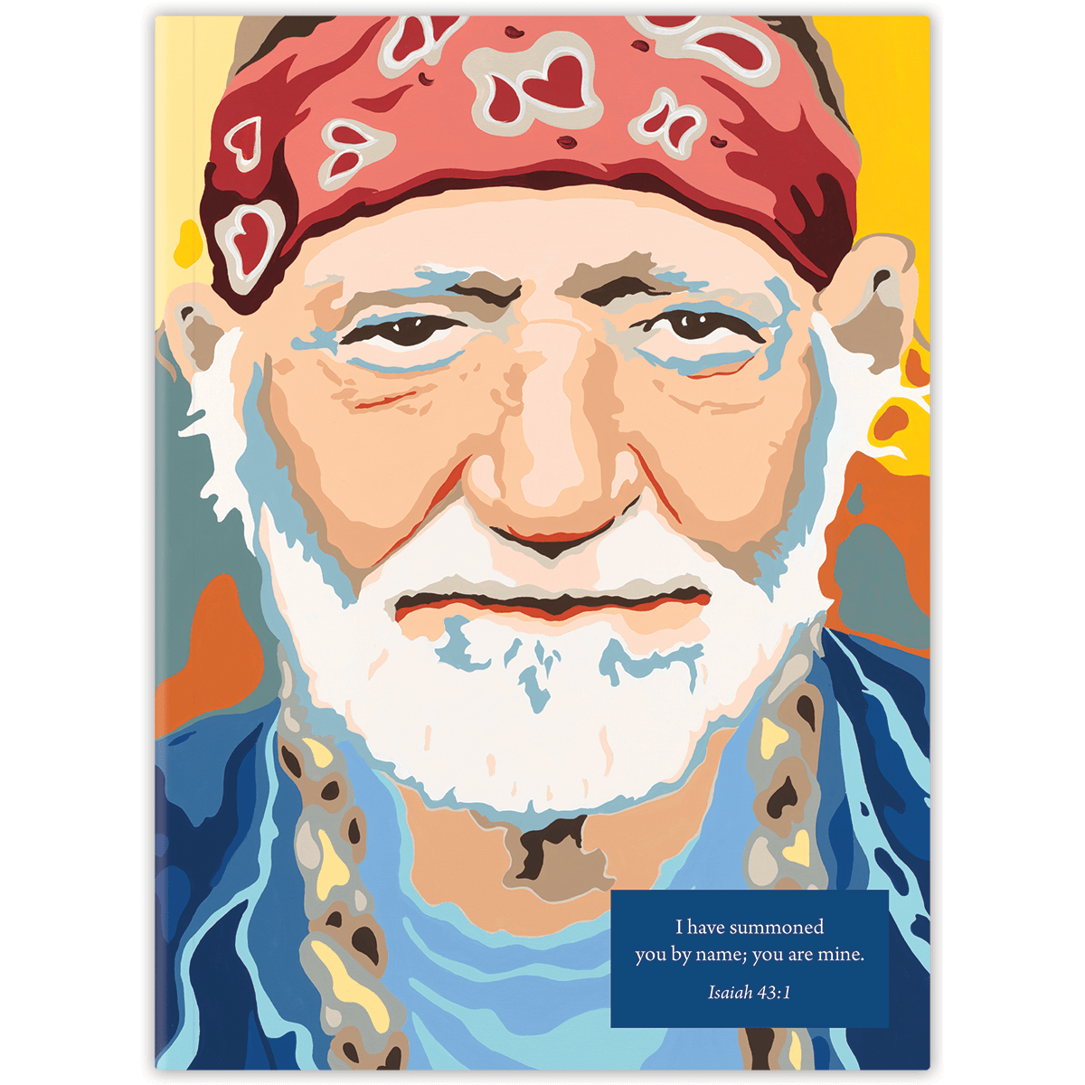 A colorful planner cover featuring an abstract design with a male figure wearing a bandana.