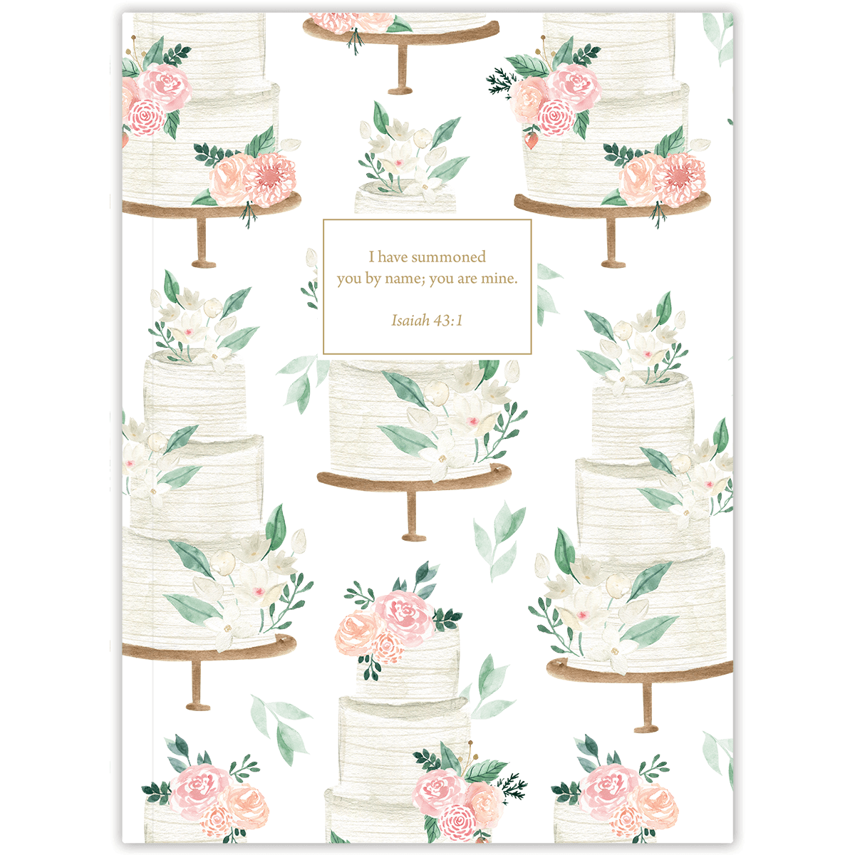 Hardcover Frosted Wedding Cake personalized scripture journal, refined design inspired by wedding cake detailing with carefully selected Bible verses for meaningful daily use