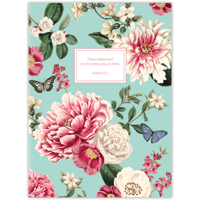 Hardcover personalized scripture journal for women with Enchanted Garden cover, a durable Christian gift journal with uniquely curated Bible verses for spiritual growth and encouragement