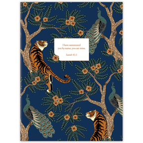 Hardcover Menagerie personalized scripture journal, creative nature-inspired Christian journal with animal motif and carefully selected Bible verses for meaningful daily use