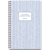 Feathers personalized scripture journal with wire coil binding featuring soft feather artwork, each journal includes a unique curated set of Bible verses for reflection