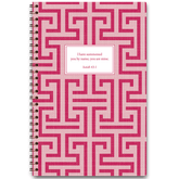 Linen Maze personalized scripture journal with wire coil binding by Paper Sunday, textured linen cover with geometric maze pattern and a unique curated set of Bible verses for daily writing and reflection