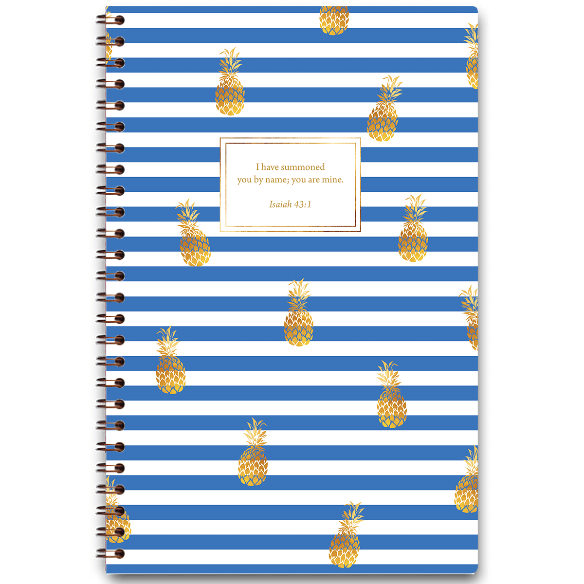personalized pineapple planner with wire coil binding and custom name on tropical design
