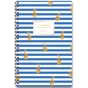 personalized pineapple planner with wire coil binding and custom name on tropical design