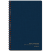 Navy linen personalized scripture journal with wire coil binding by Paper Sunday, clean minimalist design for men with a unique curated collection of Bible verses for daily reflection