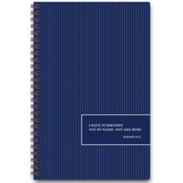 Pinstripe personalized scripture journal for men with wire coil binding by Paper Sunday, clean professional design with a unique curated set of Bible verses for daily reflection and consistent use