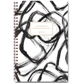 personalized Black Jack planner by Jenn Thatcher with bold black design and custom name, wire coil binding