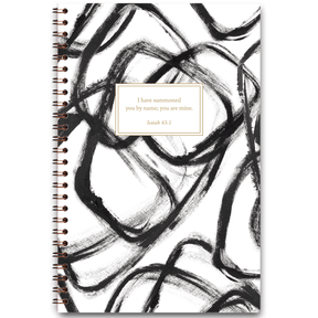personalized Black Jack planner by Jenn Thatcher with bold black design and custom name, wire coil binding