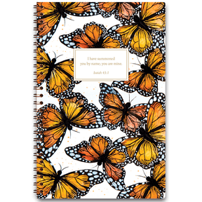 Personalized Sharon’s Monarch planner by Theresa Mangum with butterfly design and custom name, wire coil binding