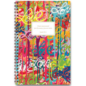 Can’t Stop All Your Lovin’ personalized scripture journal with wire coil binding featuring artist-designed cover by Allison Castillo for Paper Sunday, each journal includes a unique curated set of Bible verses for daily reflection