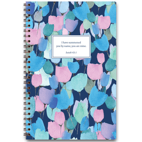 Wild Berry Blooms personalized scripture journal with wire coil binding featuring artist-designed floral cover by Elizabeth Lalama for Paper Sunday, each journal includes a unique curated set of Bible verses for daily reflection