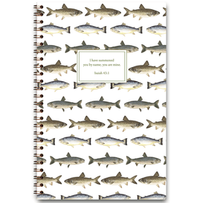 personalized fish planner with simple symbol design and custom name, wire coil binding