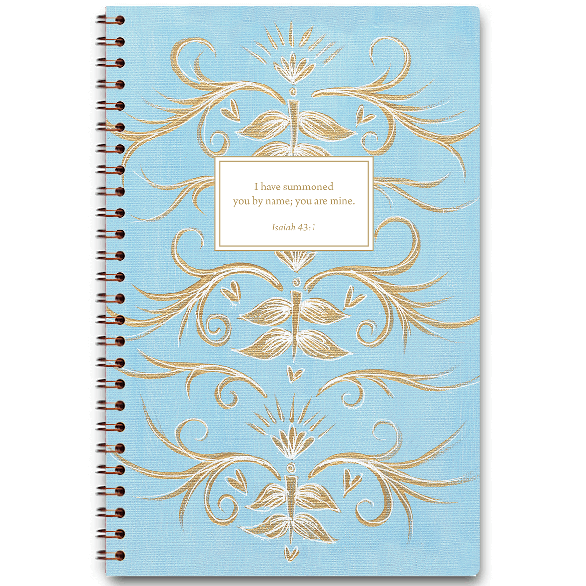 Personalized Blue Elegance planner by Theresa Mangum with elegant blue floral design and custom name, wire coil binding