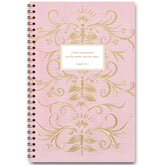 Pink Elegance personalized scripture journal with wire coil binding featuring soft pink artwork by Theresa Mangum for Paper Sunday, each journal includes a unique curated set of Bible verses for reflection