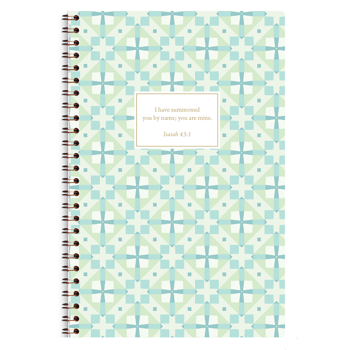 personalized green cross planner with wire coil binding and custom name on cross design