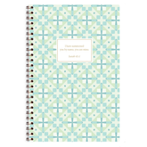 personalized green cross planner with wire coil binding and custom name on cross design