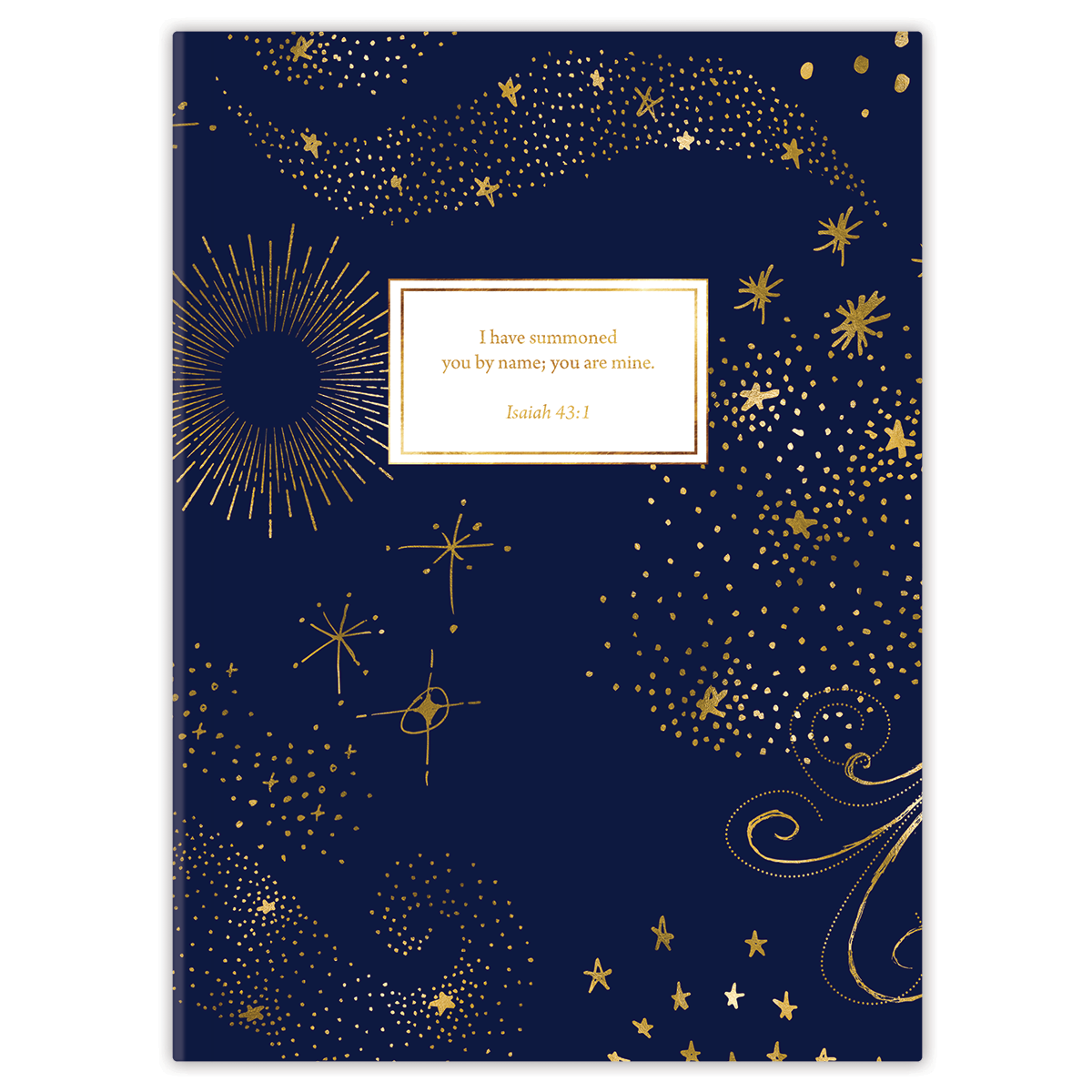 Hardcover Celestial personalized scripture journal, atmospheric Christian journal with night sky design and carefully selected Bible verses for meaningful daily use