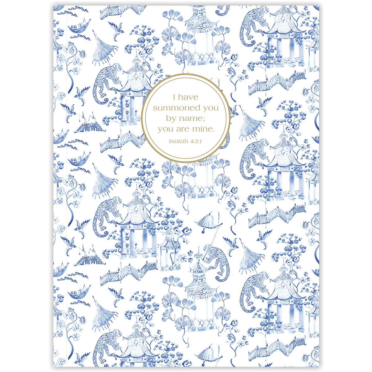 Hardcover Chinoiserie personalized scripture journal, refined decorative Christian journal with carefully selected Bible verses for reflection and spiritual growth