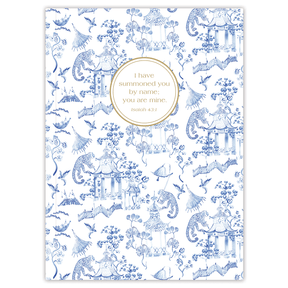Softcover Chinoiserie Bible journal with elegant patterned artwork, personalized scripture journal featuring a one-of-a-kind selection of curated scriptures for quiet time and devotion