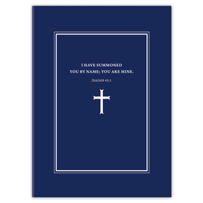 personalized navy cross planner with flexible soft cover and custom name on cross design