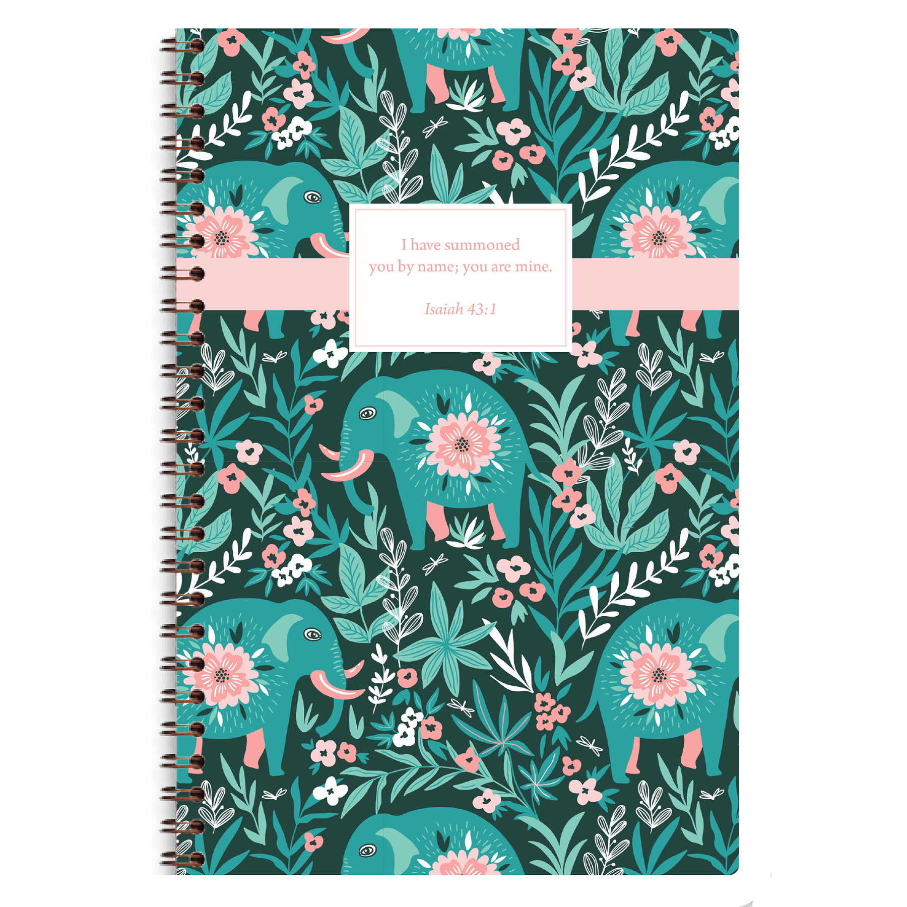 personalized elephant christian planner with wire coil binding and custom name on elephant design