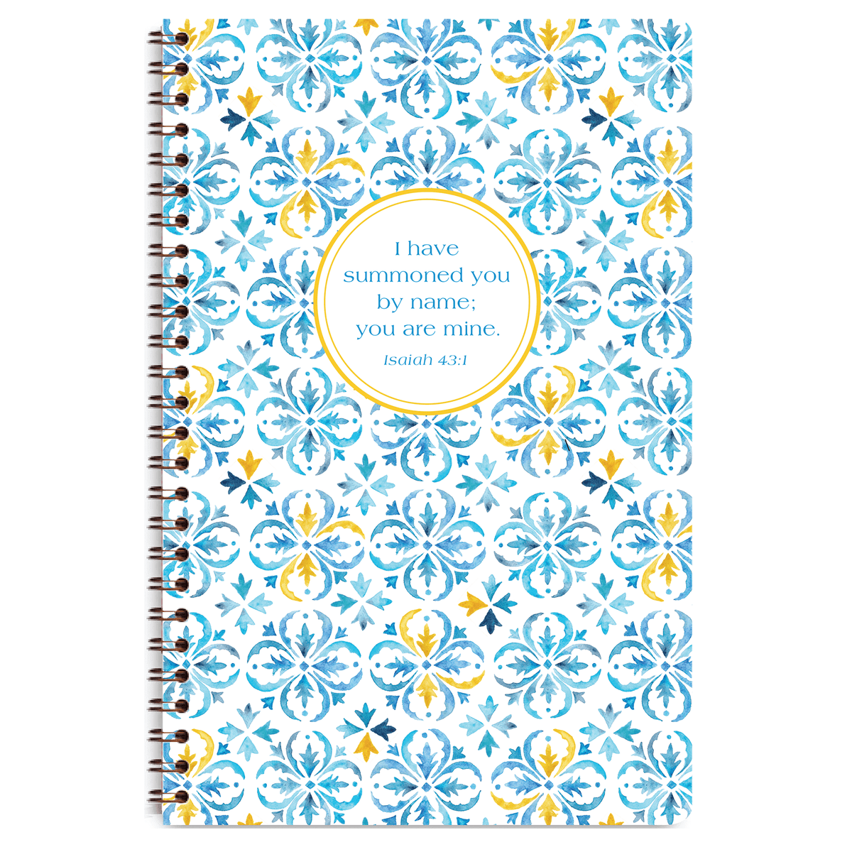 Felicity personalized scripture journal with wire coil binding by Paper Sunday, joyful and uplifting design with a unique curated set of Bible verses for daily reflection